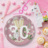 Luxury Champagne Floral 30. Geburtstag Pappteller (Party)