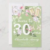 Luxury Champagne Floral 30. Geburtstag Party Einladung (Vorderseite)