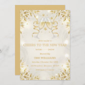 Luxury Champagne & Gold New Year Party Einladung (Vorne/Hinten)