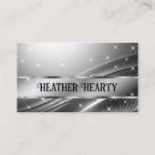 Luxury Chic Deluxe Liquid Silver Steel Chrome Grau Visitenkarte (Vorderseite)