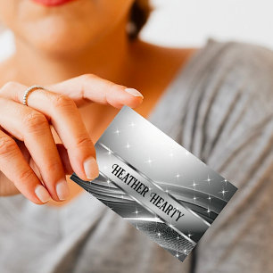 Luxury Chic Deluxe Liquid Silver Steel Chrome Grau Visitenkarte