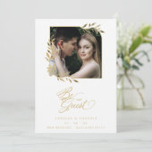Luxury Chic Golden Branches Frame Photo Wedding (Stehend Vorderseite)