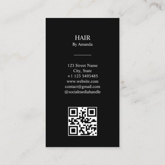 Luxury Chic Hair Friseur Beauty Salon QR Code Visitenkarte (Rückseite)