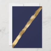 Luxury Chic Navy Gold Brushstroke Border Wedding Einladung (Rückseite)