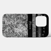 Luxury Chic Silver Gitter Signature Monogram Case-Mate iPhone Hülle (Rückseite (Horizontal))