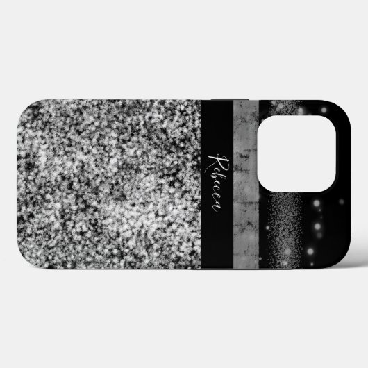 Luxury Chic Silver Gitter Signature Monogram Case-Mate iPhone Hülle (Rückseite (Horizontal))