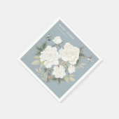 Luxury Chinoiserie Dusty Blue Elfenbeinblume Hochz Serviette (Ecke)