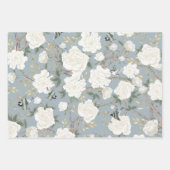 Luxury Chinoiserie Sage Green Elfenbeinwild Blume  Geschenkpapier Set (Vorderseite 3)
