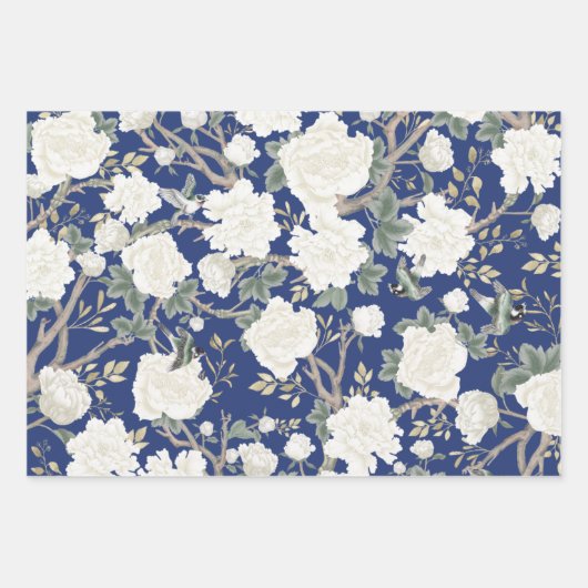 Luxury Chinoiserie Sage Green Elfenbeinwild Blume  Geschenkpapier Set (Vorderseite 2)
