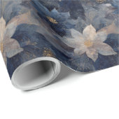 Luxury Christmas Blue and White Poinsettia Gift  Geschenkpapier (Rolleneckpunkt)