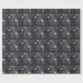 Luxury Christmas Navy and Cream Floral Gift  Geschenkpapier (Flach)