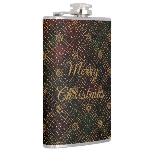 Luxury, Christmas Pattern, Gold Merry Christmas  Flachmann (Rechts)