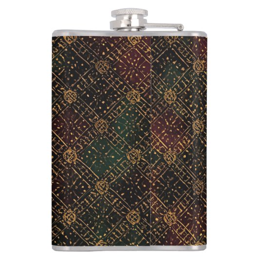 Luxury, Christmas Pattern, Gold Merry Christmas Flachmann (Rückseite)