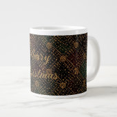 Luxury, Christmas Pattern, Gold Merry Christmas  Jumbo-Tasse (Vorderseite Rechts)