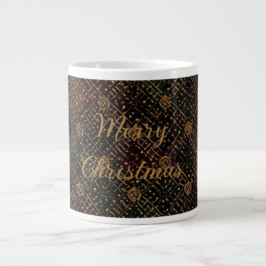Luxury, Christmas Pattern, Gold Merry Christmas  Jumbo-Tasse (Vorderseite)