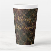 Luxury, Christmas Pattern, Gold Merry Christmas Milchtasse (Vorderseite)