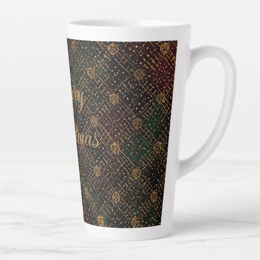 Luxury, Christmas Pattern, Gold Merry Christmas Milchtasse (Rechts)