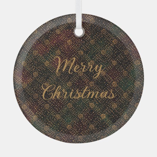 Luxury, Christmas Pattern, Gold Merry Christmas Ornament Aus Glas (Vorderseite)