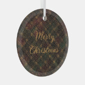 Luxury, Christmas Pattern, Gold Merry Christmas Ornament Aus Glas (Vorderseite Rechts)