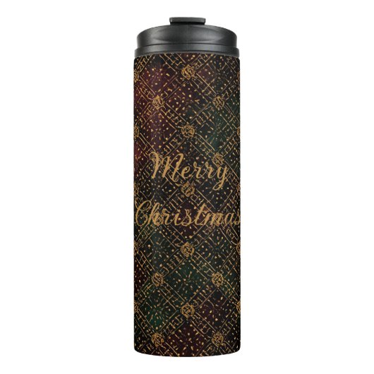 Luxury, Christmas Pattern, Gold Merry Christmas  Thermosbecher (Vorderseite)