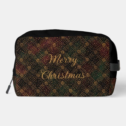 Luxury, Christmas Pattern, Gold Merry Christmas Waschbeutel (Rückseite)