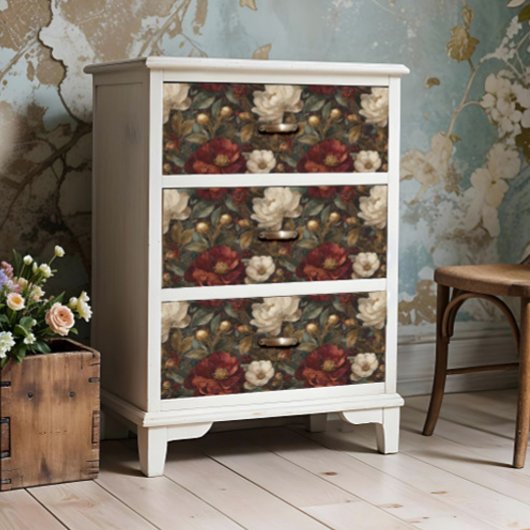 Luxury Christmas Red and Winter White Floral Seidenpapier