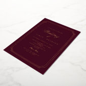 Luxury Classic Burgundy Gold Frame Wedding Folieneinladung (Gedreht)