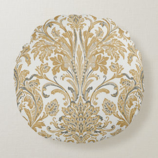 Luxury, Classic,Elegant,Gold Beige Pattern Rundes Kissen