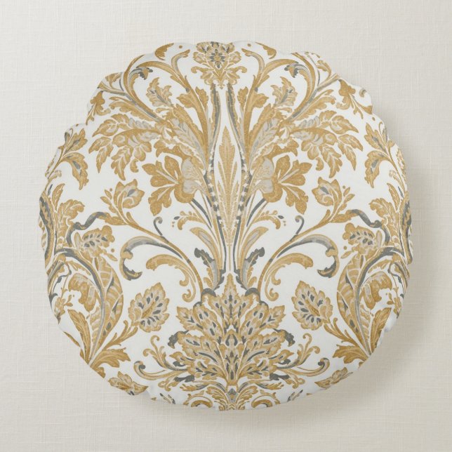 Luxury, Classic,Elegant,Gold Beige Pattern Rundes Kissen (Vorderseite)