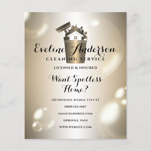 Luxury cleaning logo and bubbles flyer (Hinten)