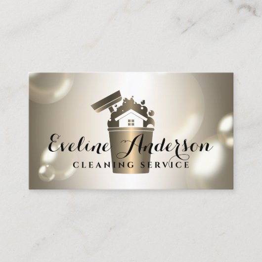 Luxury cleaning logo and bubbles visitenkarte (Vorderseite)