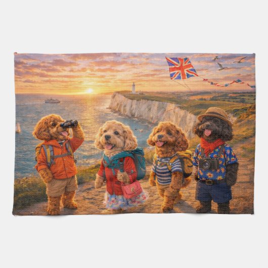 Luxury Cockapoo British Coastal  Geschirrtuch (Horizontal)