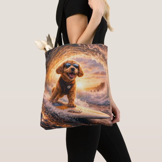 Luxury Cockapoo Surf – Ocean Dog Art Tasche (Von Nahem)