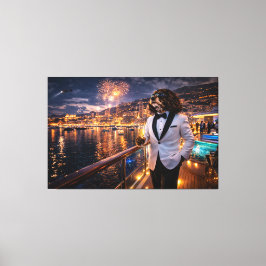Luxury Cockapoo Wall Art – Monaco Nightlife Modern Leinwanddruck