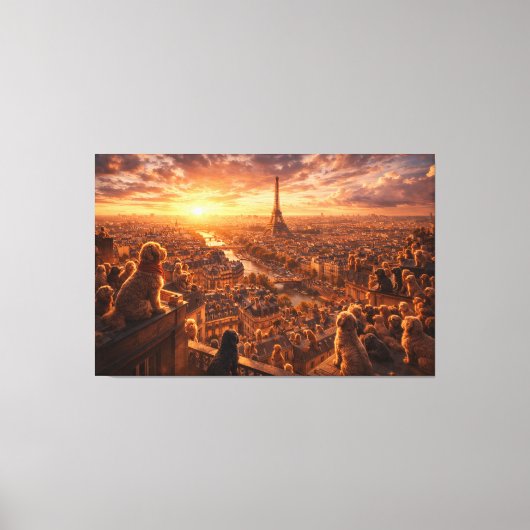 Luxury Cockapoo Wall Art – Paris Sunset Travel Dog Leinwanddruck (Vorderseite)