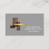 Luxury Contractor Construction Wood Logo Gray Visitenkarte (Vorderseite)
