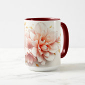 Luxury Coquette Rococo Floral Heart Pink Tasse (VorderseiteRechts)