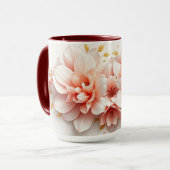 Luxury Coquette Rococo Floral Heart Pink Tasse (Vorderseite Links)