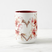 Luxury Coquette Rococo Floral Heart Pink Tasse (Zentrum)