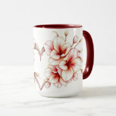 Luxury Coquette Rococo Floral Heart Pink Tasse (VorderseiteRechts)