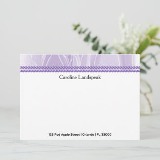 Luxury correspondence Custom Purple Silk & Pearls Mitteilungskarte