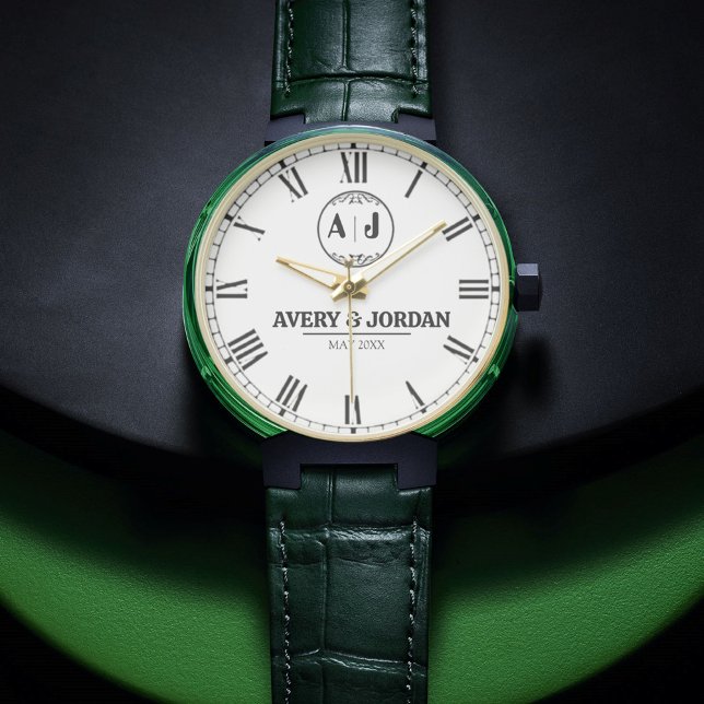 Luxury  Couple Name Custom Engraved Romantic  Mono Armbanduhr (Von Creator hochgeladen)