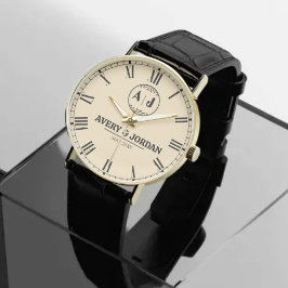 Luxury Couple Name Custom Engraved Romantic Monog Armbanduhr