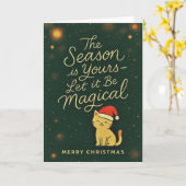 Luxury Cozy Santa Cat Christmas Card Karte (Gelbe Blume)