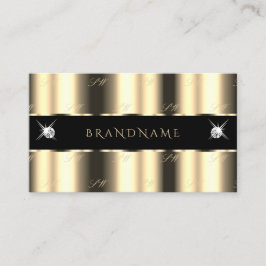 Luxury Cream Golden Black Sparkle Jewels Monogram Visitenkarte