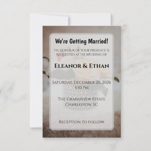 Luxury Cream Rose Geometric Vase Elegant Wedding  Einladung (Vorderseite)