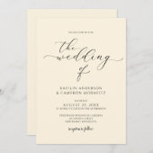 Luxury Cream Wedding Elegante Calligraphy Script Einladung (Vorne/Hinten)