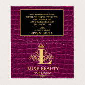 Luxury Crocodile Leather Elegant Gold Monogram Visitenkarten (Außenseite Aufgefaltet)