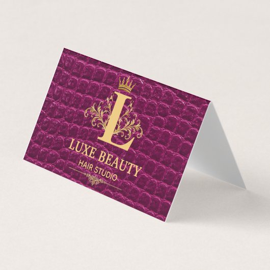 Luxury Crocodile Leather Elegant Gold Monogram Visitenkarten (Vorderseite)