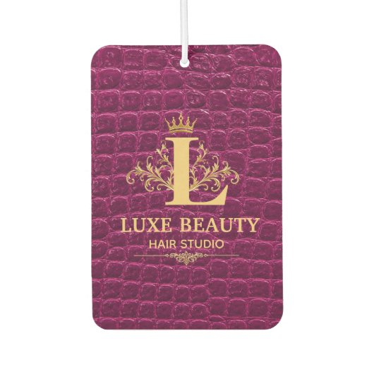 Luxury Crocodile Leather Monogram Gold Initial Autolufterfrischer (Vorderseite)